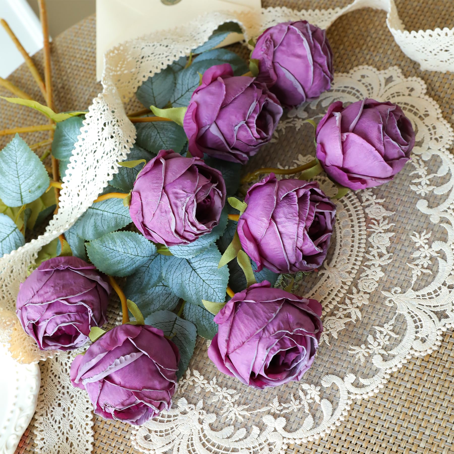 Kisflower Artificial Roses Blue Flower, 20 Inch Tall Single Rose Long Stem Fake Flower, Silk Blossom Rose - Image 2