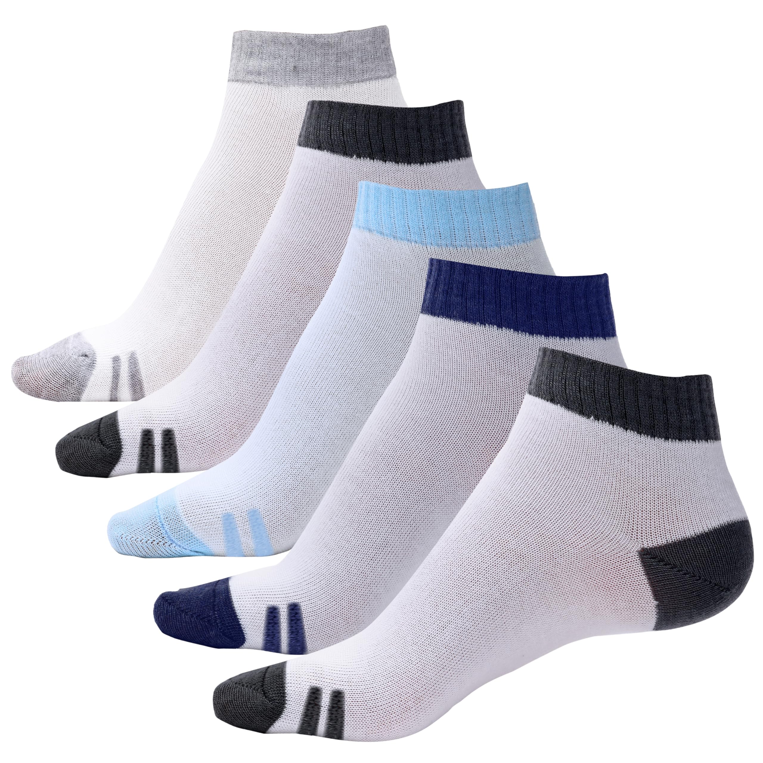 MEREXA Men's Performance Cotton Cushioned Athletic Ankle Socks, 5 Pairs