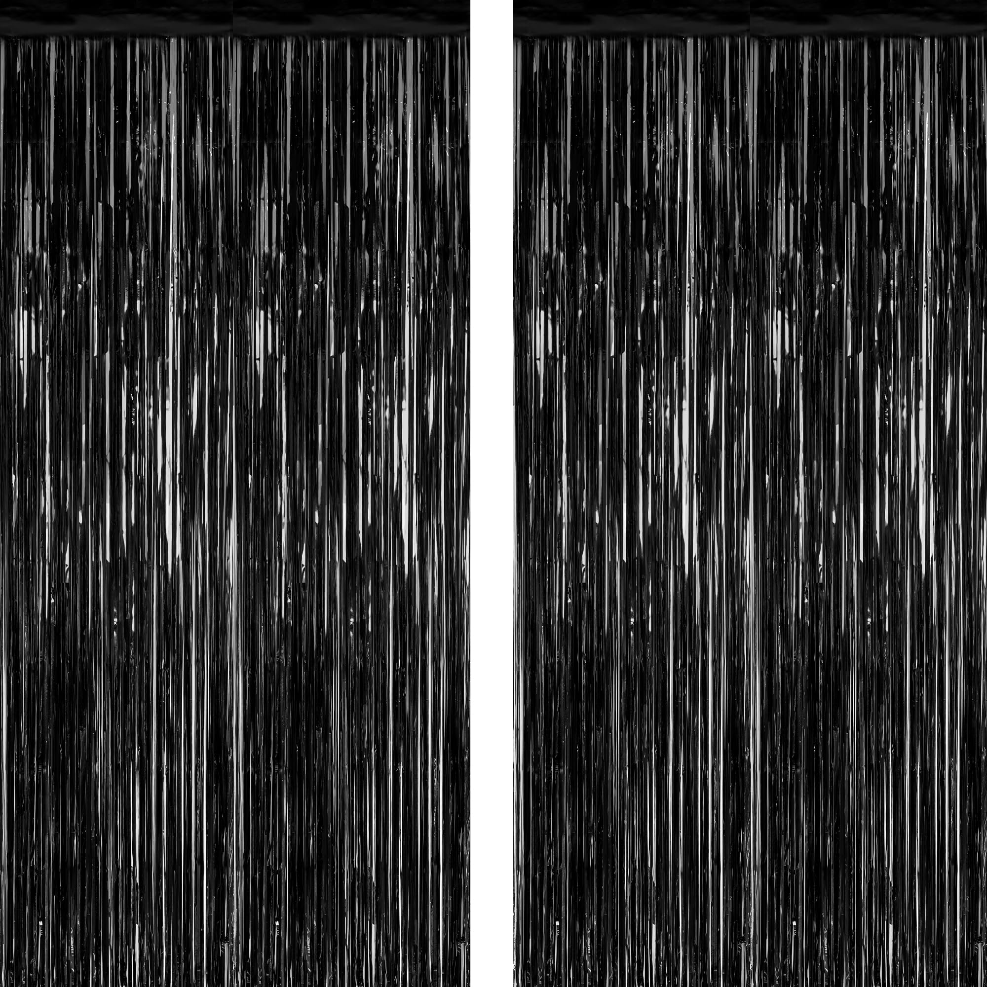 2 Pack 2026 Graduation Party Decorations, 3.28 FT x 7.05 FT Black Backdrop, Metallic Graduation Photo Backdrop Fringe Curtains Tinsel Backdrop Foil Streamer, Grad Party Supplies Photo Booth Props