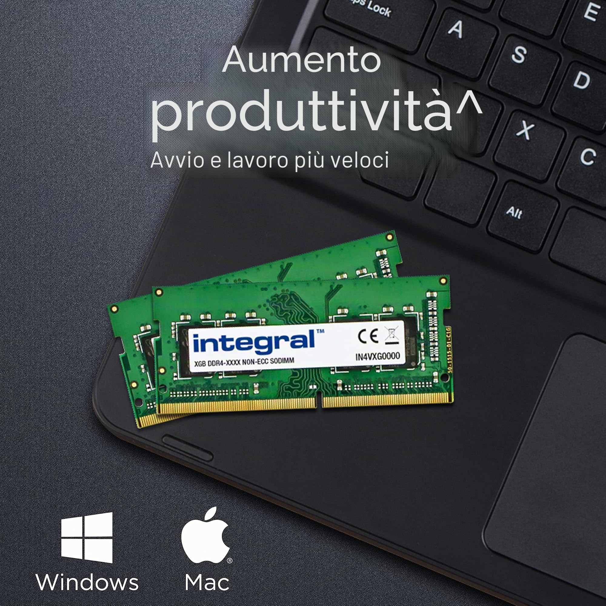 Integral Kit da 64 GB (2 x 32 GB) DDR4 SO-DIMM RAM 3200 MT/s PC5-25600 senza buffer Non-ECC 1,2 V CL22 per laptop/notebook/Macbook/Tablet/NUC/NAS