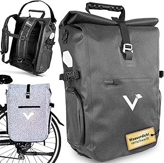 3in1 Fahrradtasche Pro - Das Original - Hochwertiges Nylon - 23L Volumen - Geeignet als Gepäckträgertasche, Rucksack & Umhängetasche - 100% Wasserdicht - Fahrradtasche für Gepäckträger