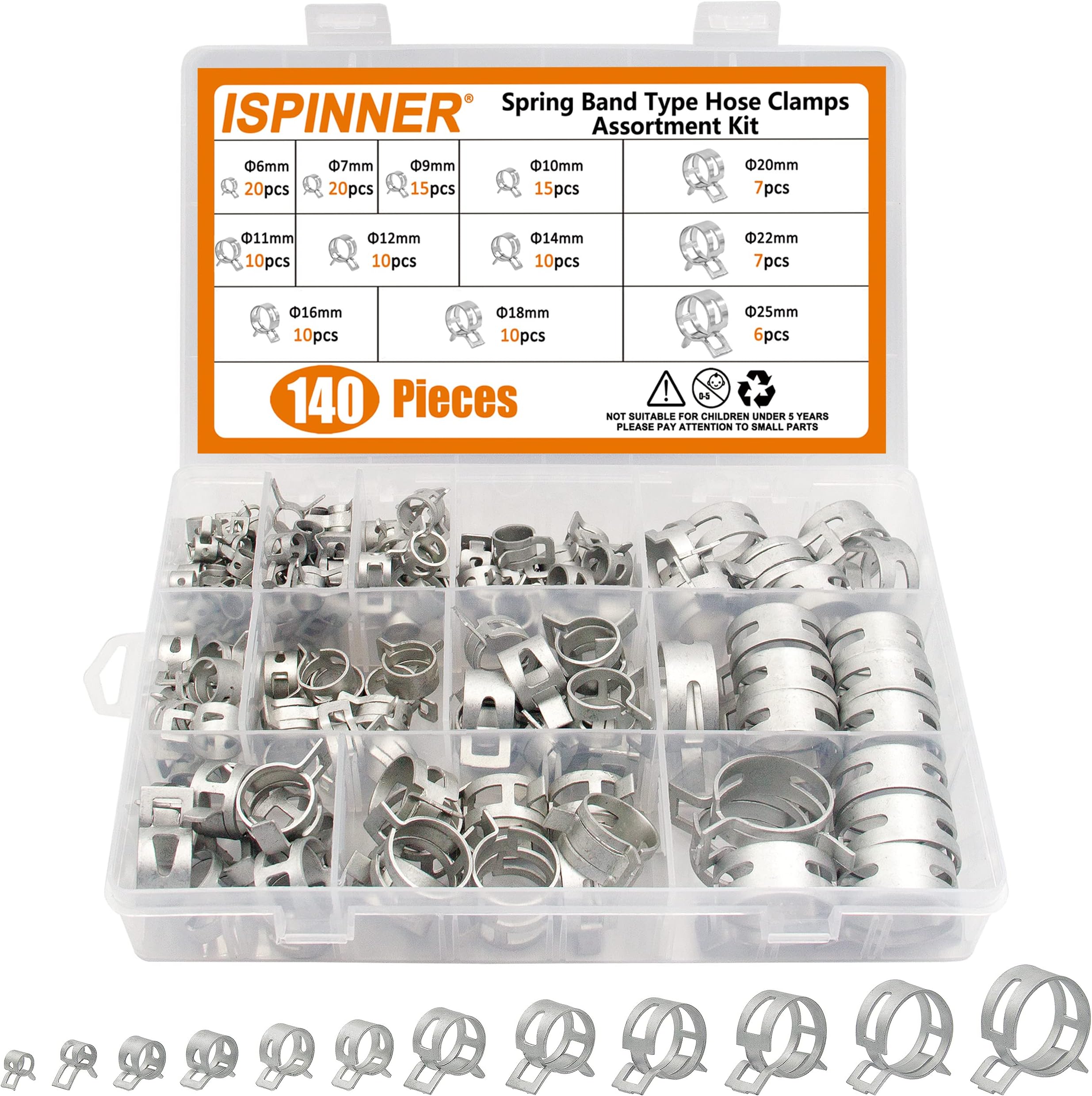 The Hillman Group 59733 Spring Action Hose Clamp, 7/16Inch, 20Pack