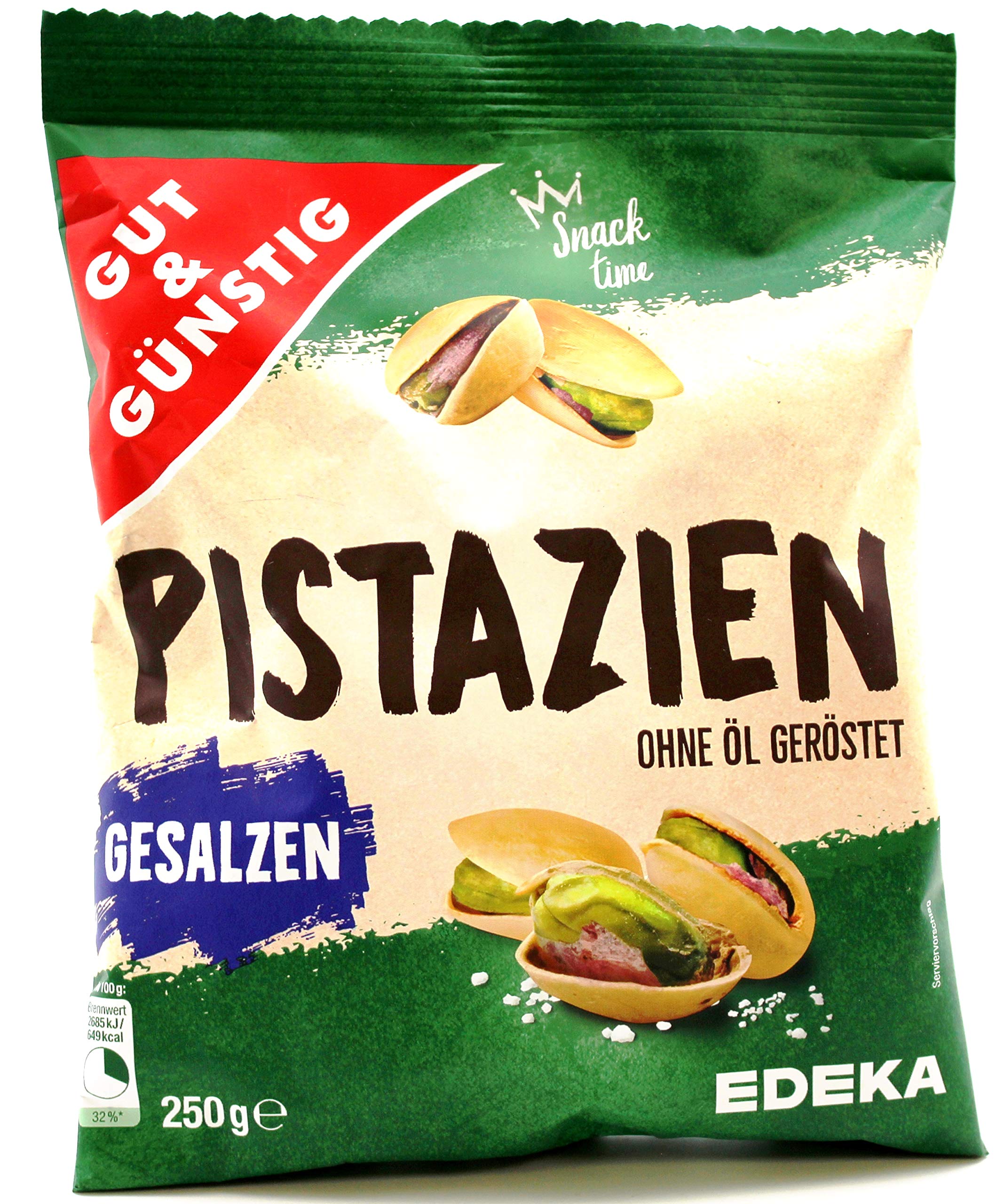 Gut & Günstig Pistazien gesalzen und ohne Öl geröstet, 27er Pack (27 x 250g)