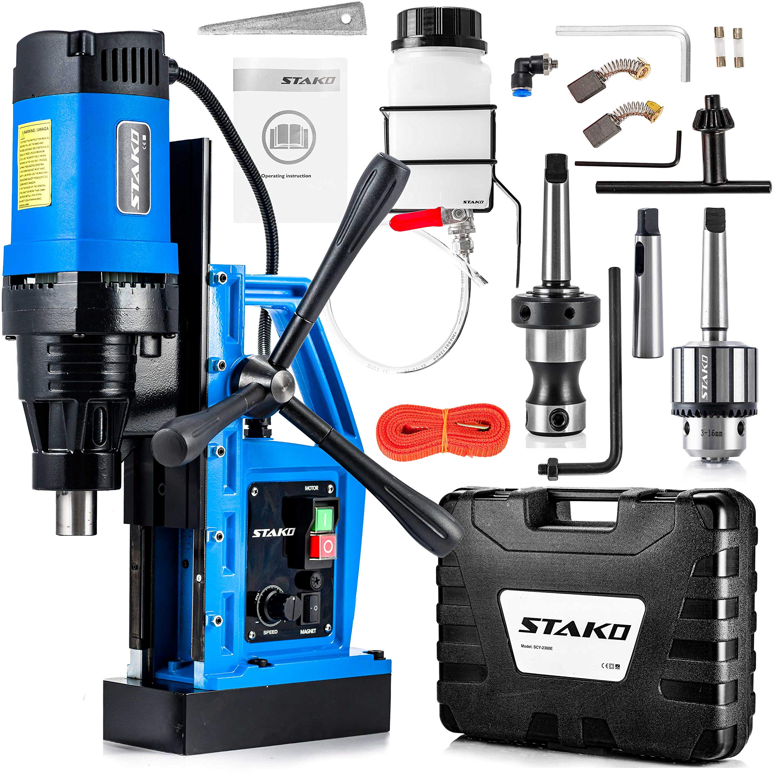 STAKO SCY-2800E Magnetbohrmaschine 2050 W Ø80 mm MT3 17000 N | 2050 W Motor, Ø80 mm Kernbohren, 17000 N Magnetkraft, MT3 & Weldon 19 mm, Softstart, Set mit Koffer
