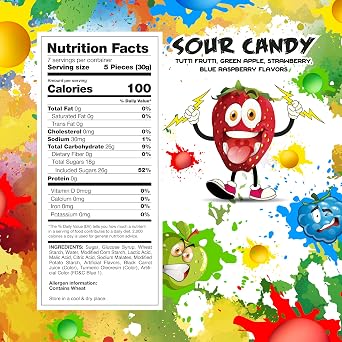 Sour Gummy Candy, Blastz Star Gummies, 8 Oz Bag | Blue Raspberry, Tutti-Frutti, Green Apple, Strawberry, Chewy Candy
