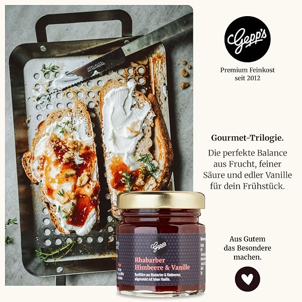 Gepp's Feinkost Frühstück Marmeladen Set I Mini Konfitüren in verschiedenen Geschmacksrichtungen I Geschenk mit Spezialitäten wie Mango Ingwer Erdbeer & Champagner Fruchtaufstrich zum Muttertag - 5