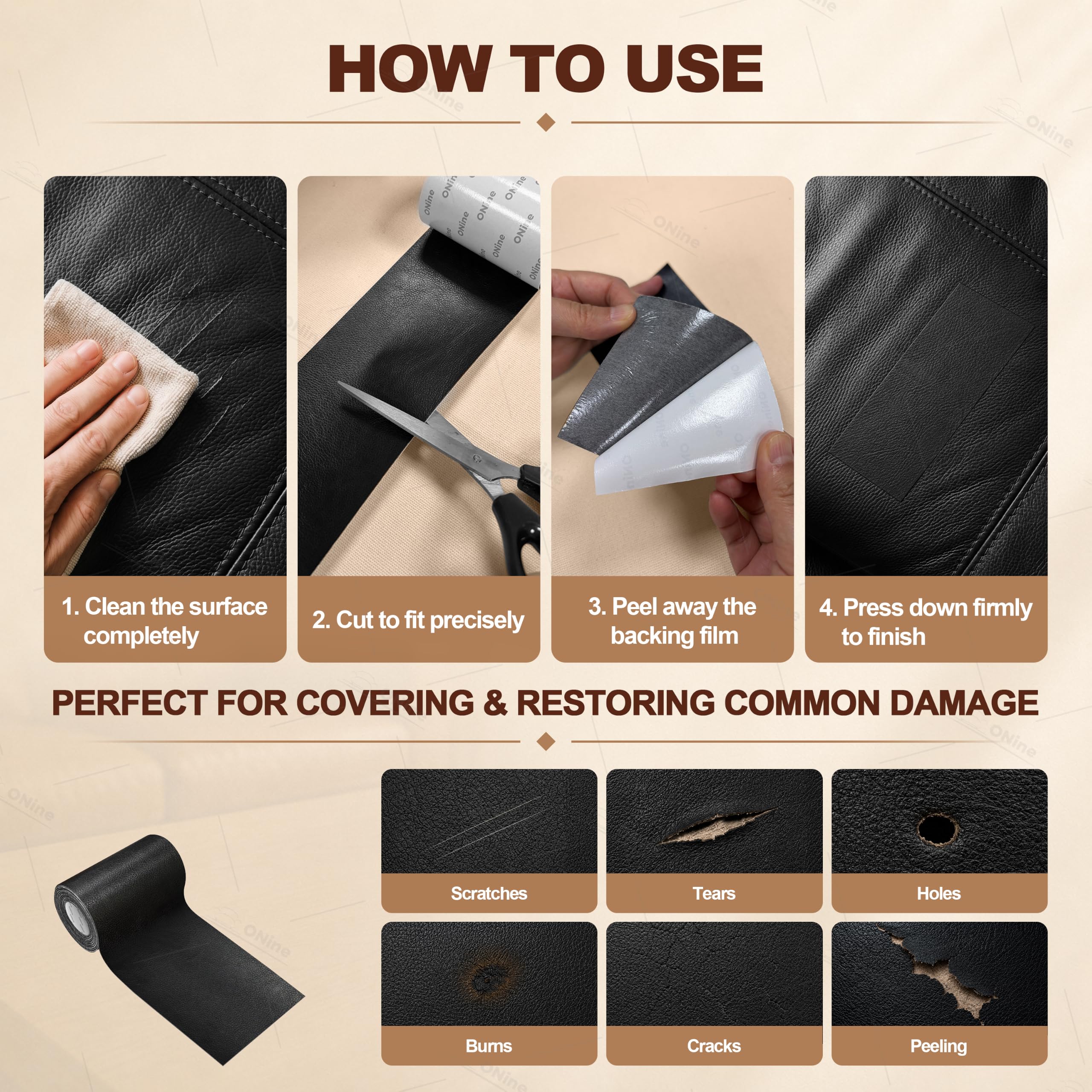Best Sofa Repair Kits for 2026: Fixes That Last 2 ONine Leather Repair Tape,Self Adhesive Leather Repair Patch,Leather Patches for — product photo