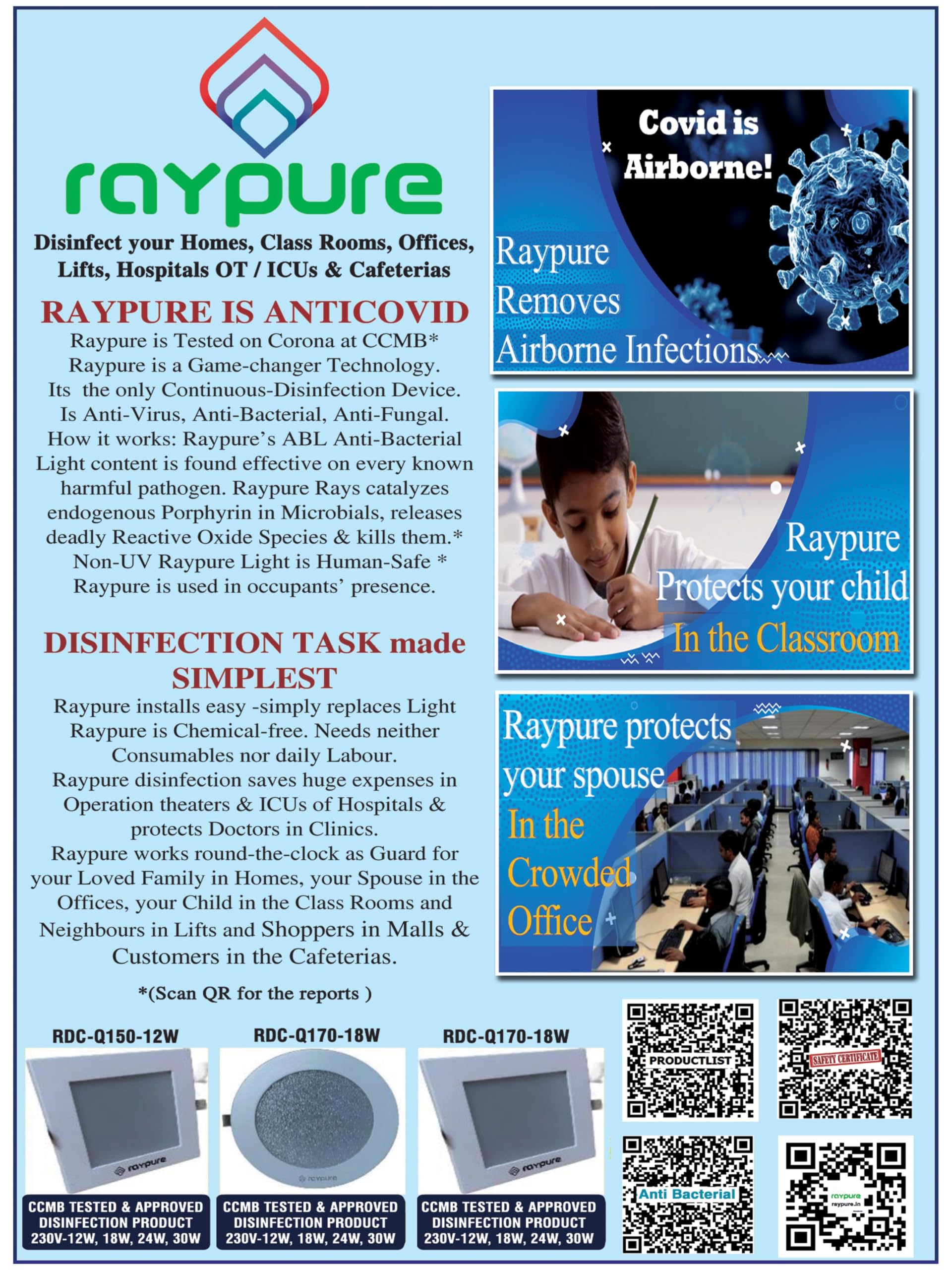 Raypure 48W UV-Free Disinfection LED Light – Germ & Bacteria Eliminator for Home and Office, Safe Non-UV Sanitization Lamp 4