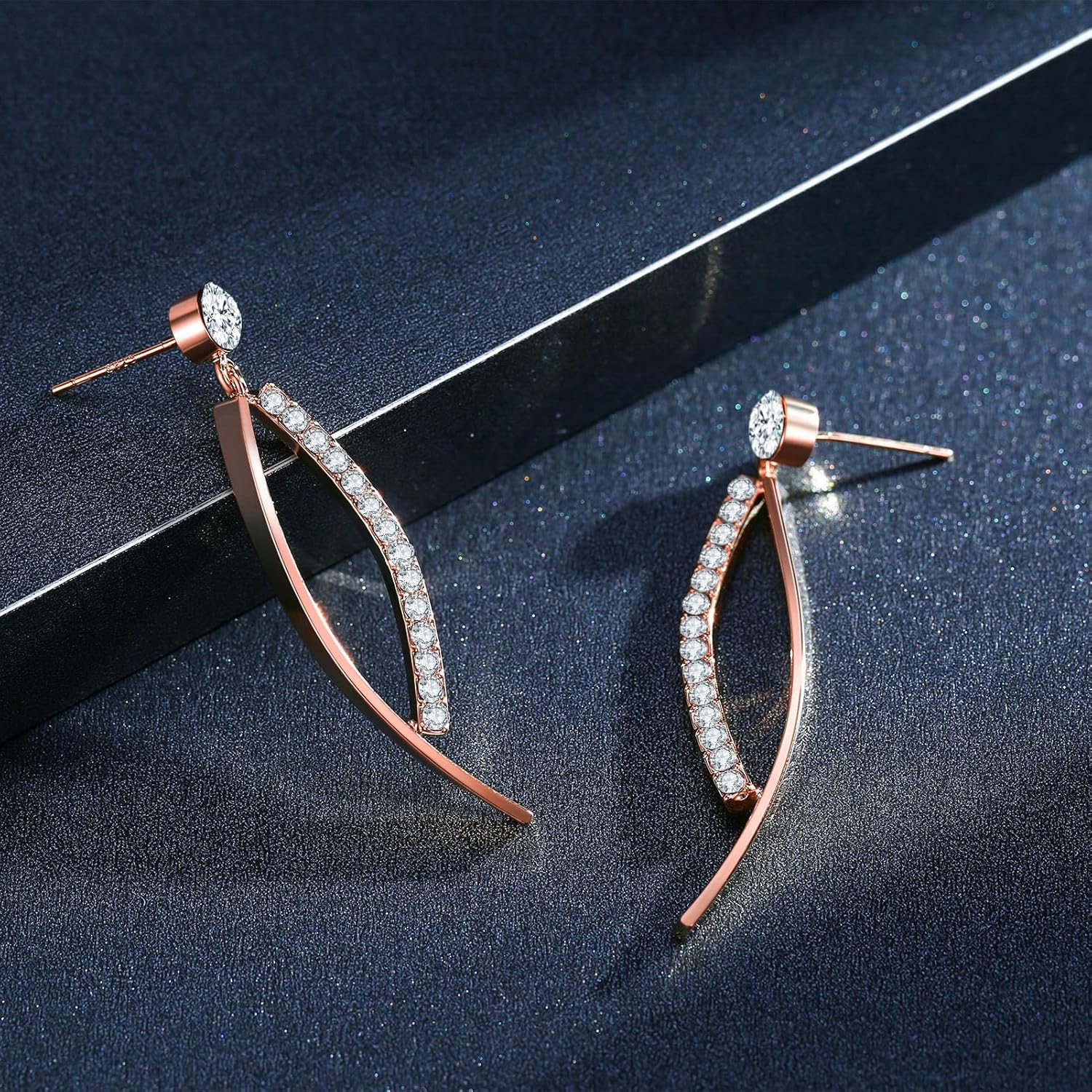 SBLING Platinum-Plated or 18K Gold Plated or 18K Rose Gold Plated Cubic Zirconia Drop Earrings - Image 3