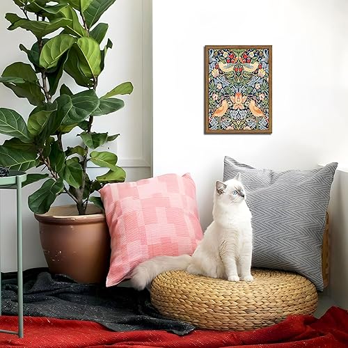 Miniatura 7 de William Morris - Juego de 3 lienzos de pared con marco de madera, arte de pared con diseño floral botánico vintage, arte de granja, pósteres