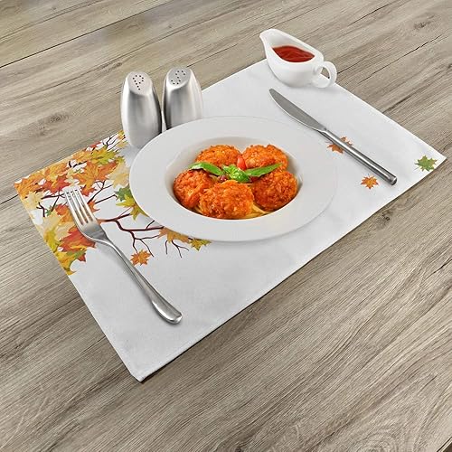 Miniatura 82 de Ambesonne Juego de 4 manteles individuales amarillos y azules, diseño de flores de primavera, flores vibrantes, manteles individuales de tela Azul