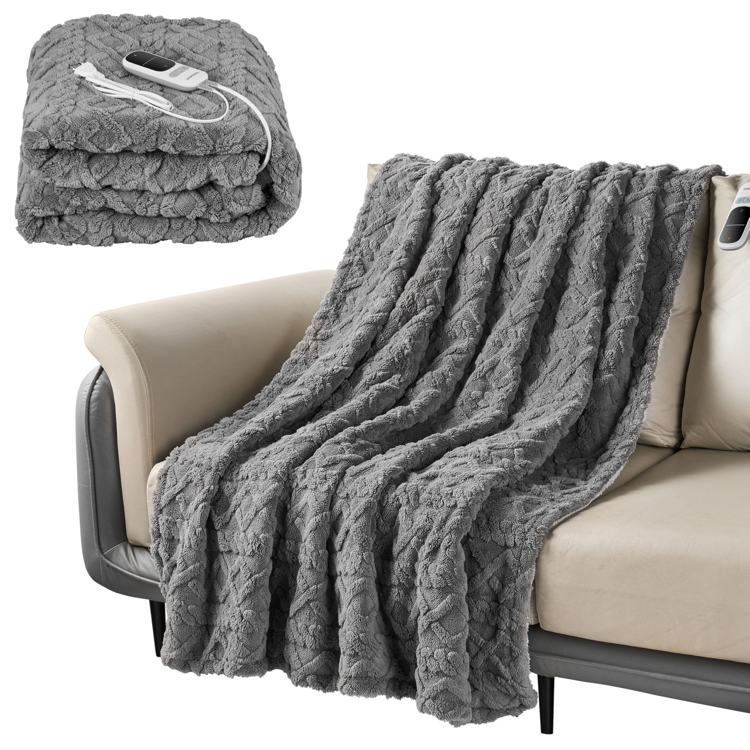 Steinborg® Heizdecke 180x130 cm mit Abschaltautomatik – Elektrische Kuscheldecke für Bett & Sofa, Wärmedecke mit 9 Heizstufen, maschinenwaschbar, weiche Wärmezudecke