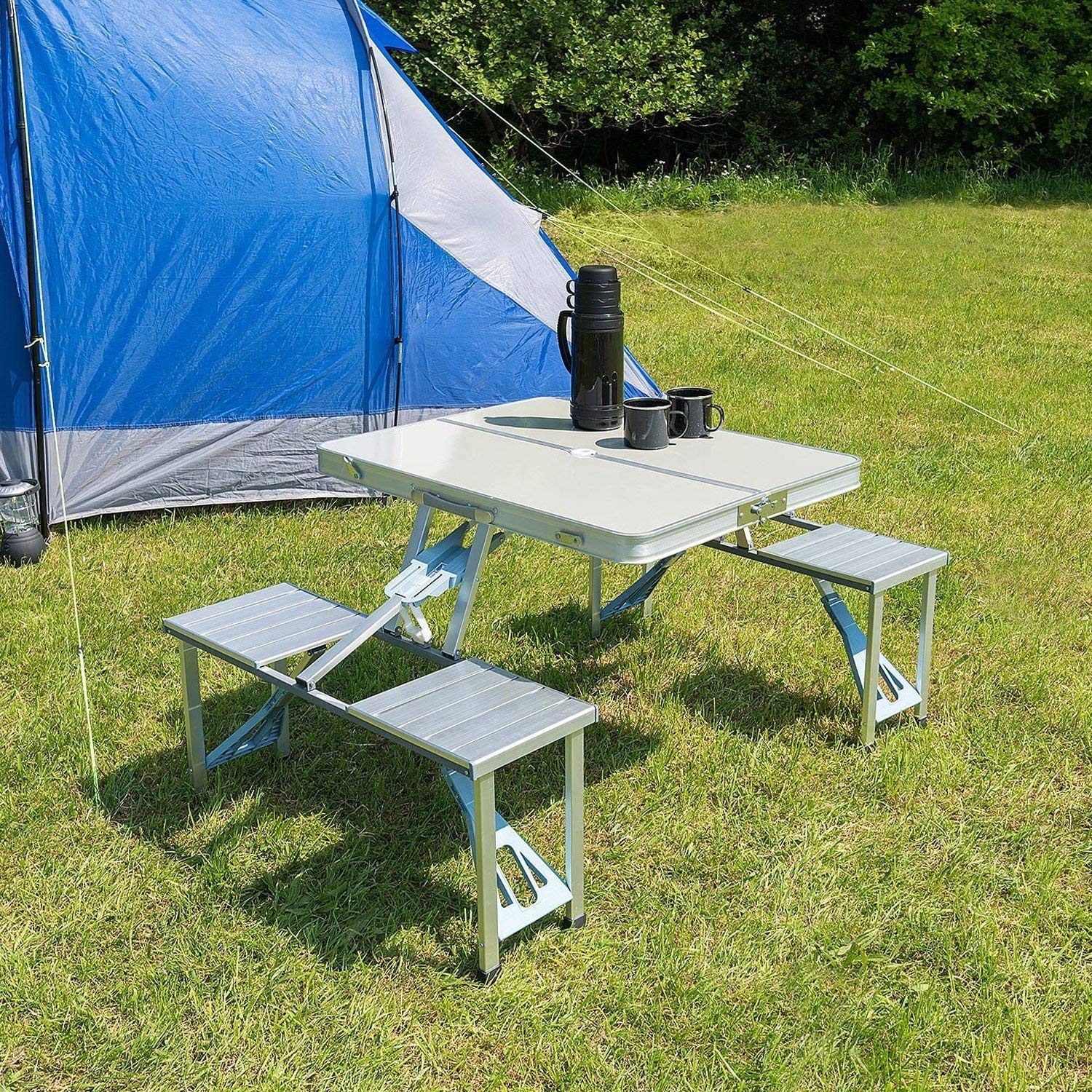VIRU® Outdoor Aluminum Portable Folding Camp Suitcase Picnic Table with