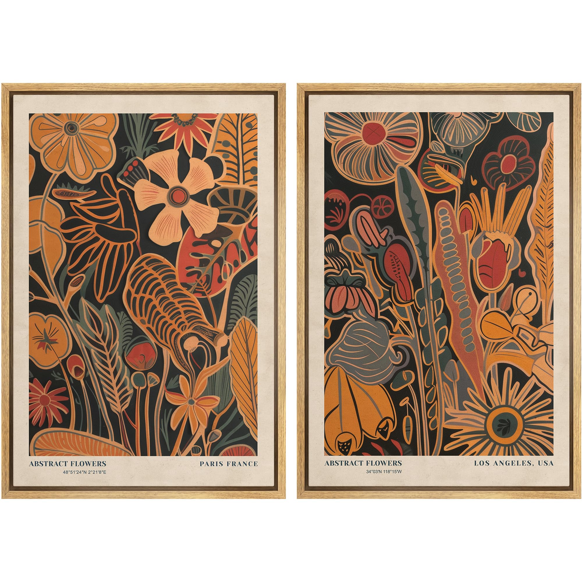 SIGNFORD Framed Canvas Print Wall Art Set Soft Hydrangea Pair Light Blue Florals with Green Leaves Illustration Modern Art Decorative Nordic Nature for Living Room, Bedroom, Office - 24"x36"x2 White — view 77