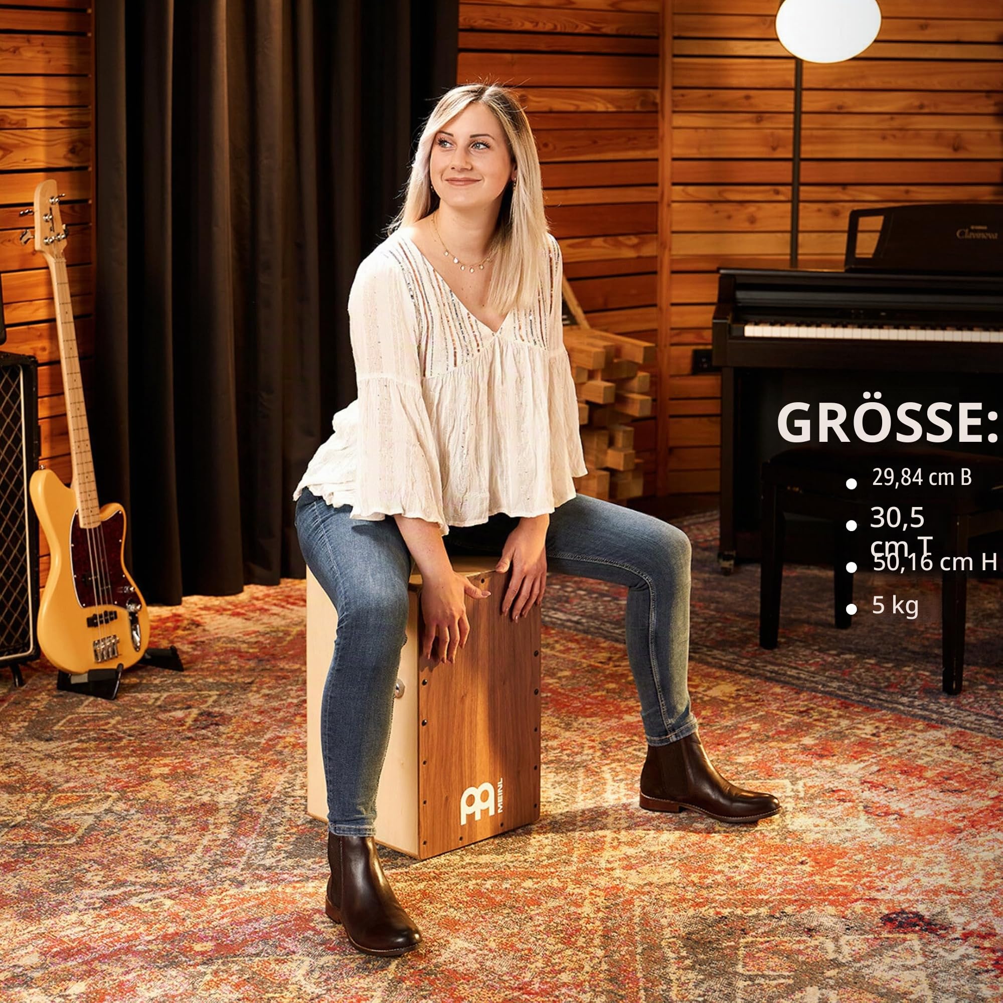 Meinl Percussion Snarecraft Professional Cajon - Mit Snare-Schalter (Ein / Aus) - Schlagfläche Walnuss (SCP100WN)