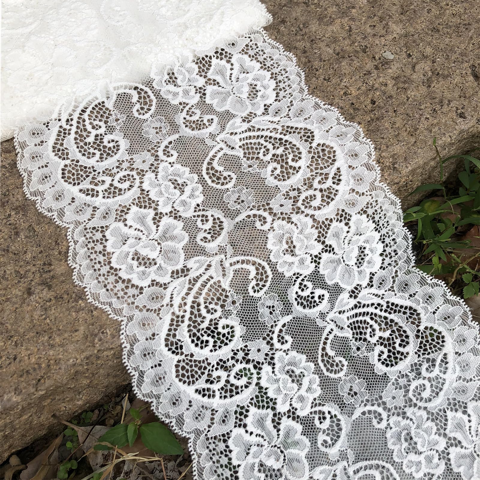 Lace Realm 7 inches Wide Stretchy lace with Floral Pattern for