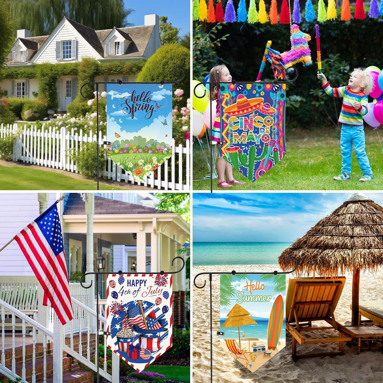 VitalCozy 20 Pieces Seasonal Garden Flags Set Holiday Outside Double Sided Yard Flags for Valentine Mardi Gras New Year All Festive Outdoor Lawn Decor - Image 5