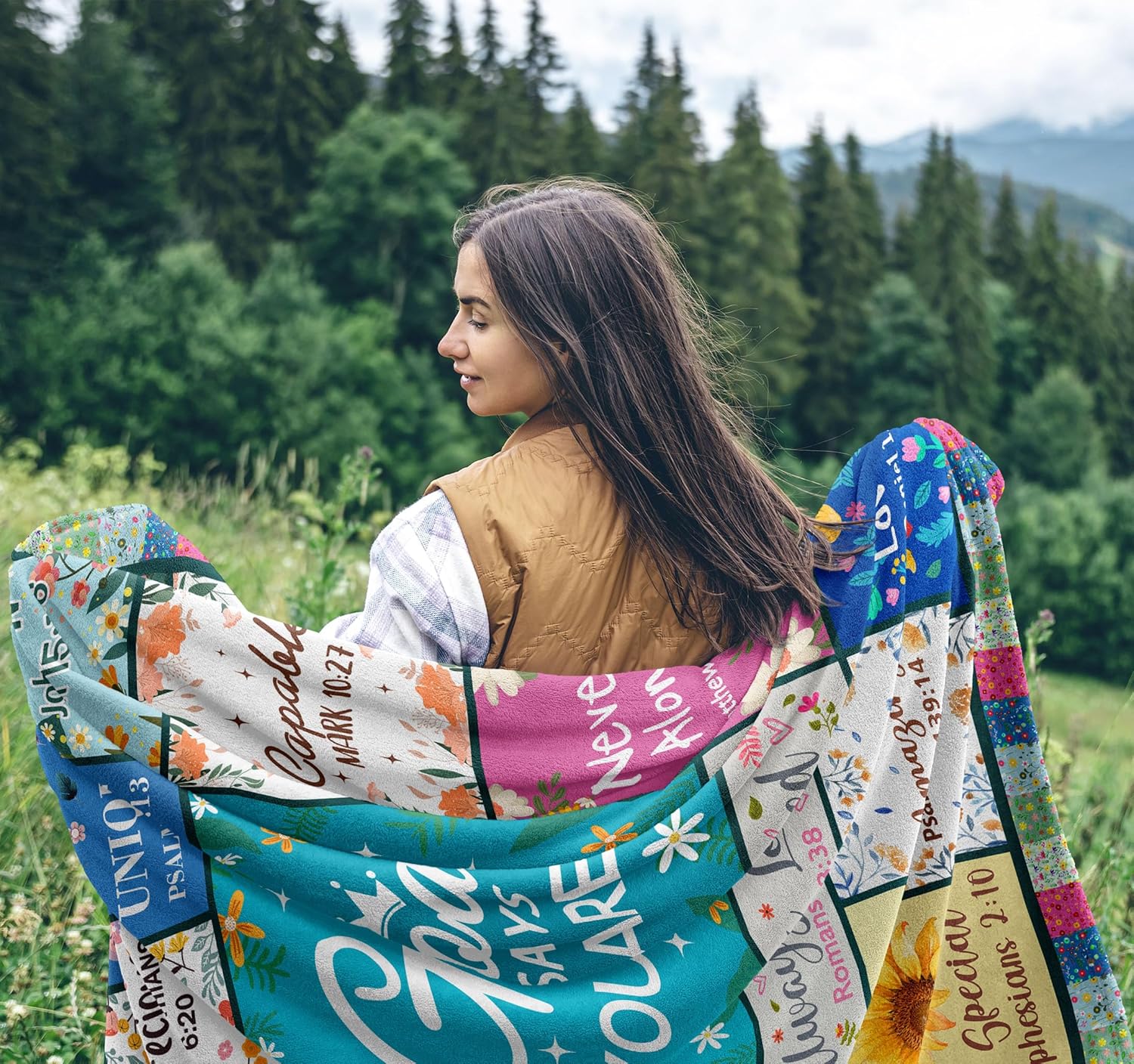 Christian Gifts for Women, Religious Blanket with Flowers, Inspirational Birthday Gifts for Women, Gifts for Sister, Friend, Daughter, Mom, Soft Throw Blankets 60x50in - Image 2