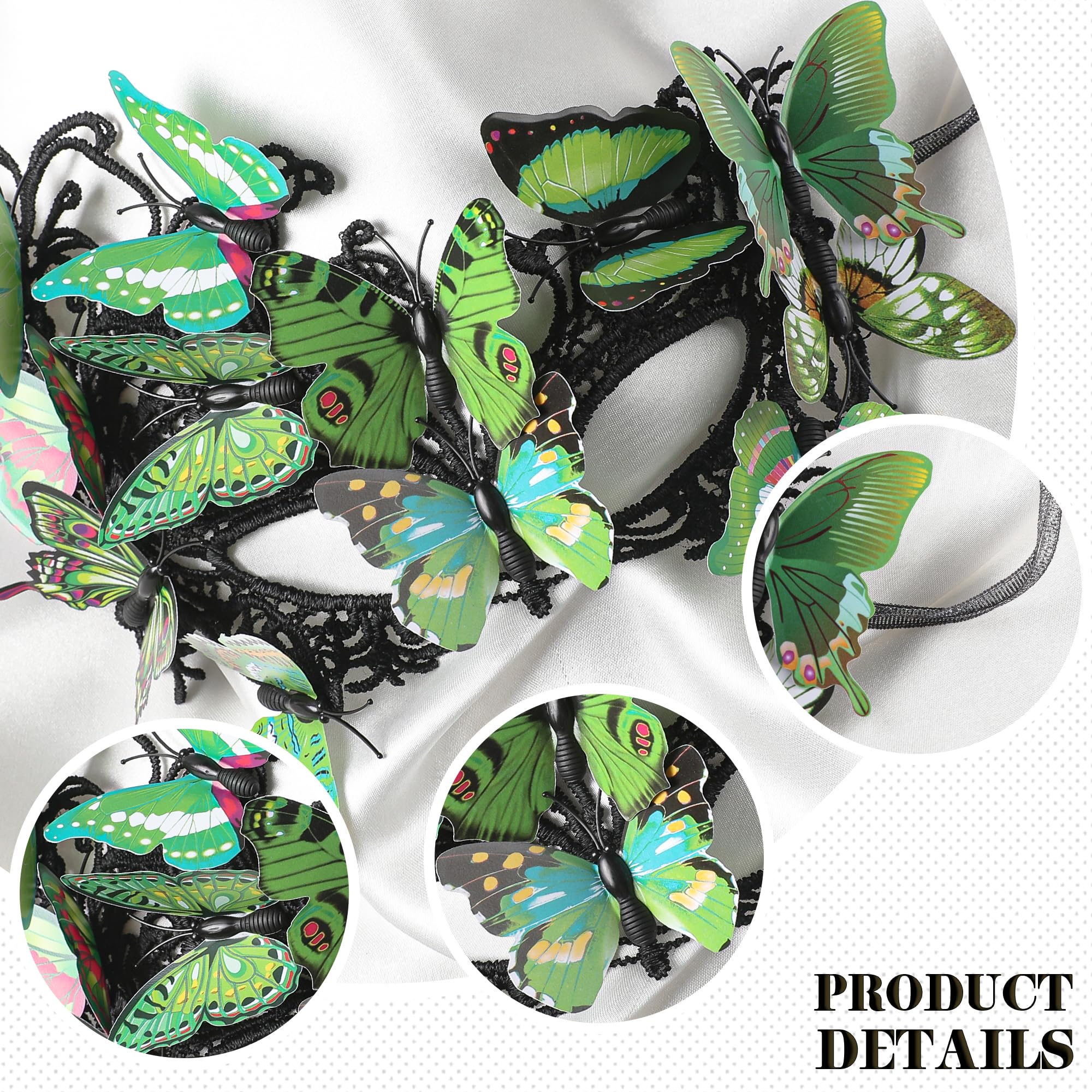 ETOFETE Green Butterfly Masquerade Mask for Renaissance Women Cosplay Venetian Party Lace Mask for Halloween Mardi Gras Accessories - Image 2