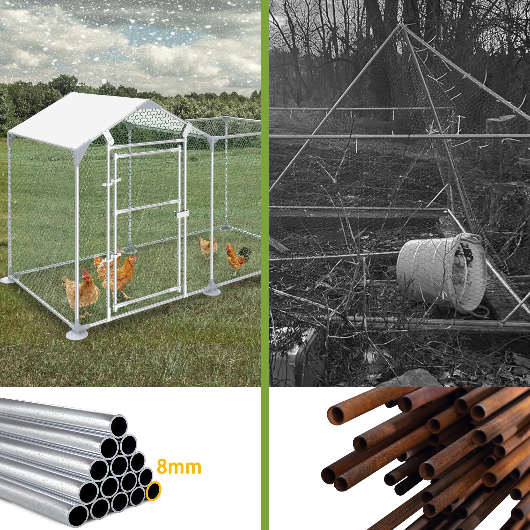 Redkid 6m² metalen vrijloopgehege kippenhok 3x2x2m - Met waterdicht PE-doek en veiligheidsslot - groot vrijloophok voor kippen, konijnen en verschillende kleine dieren (3x2x2m Redkid 6m² metalen vrijloopgehege kippenhok 3x2x2m - Met waterdicht PE-doek en veiligheidsslot - groot vrijloophok voor kippen, konijnen en verschillende kleine dieren (3x2x2m