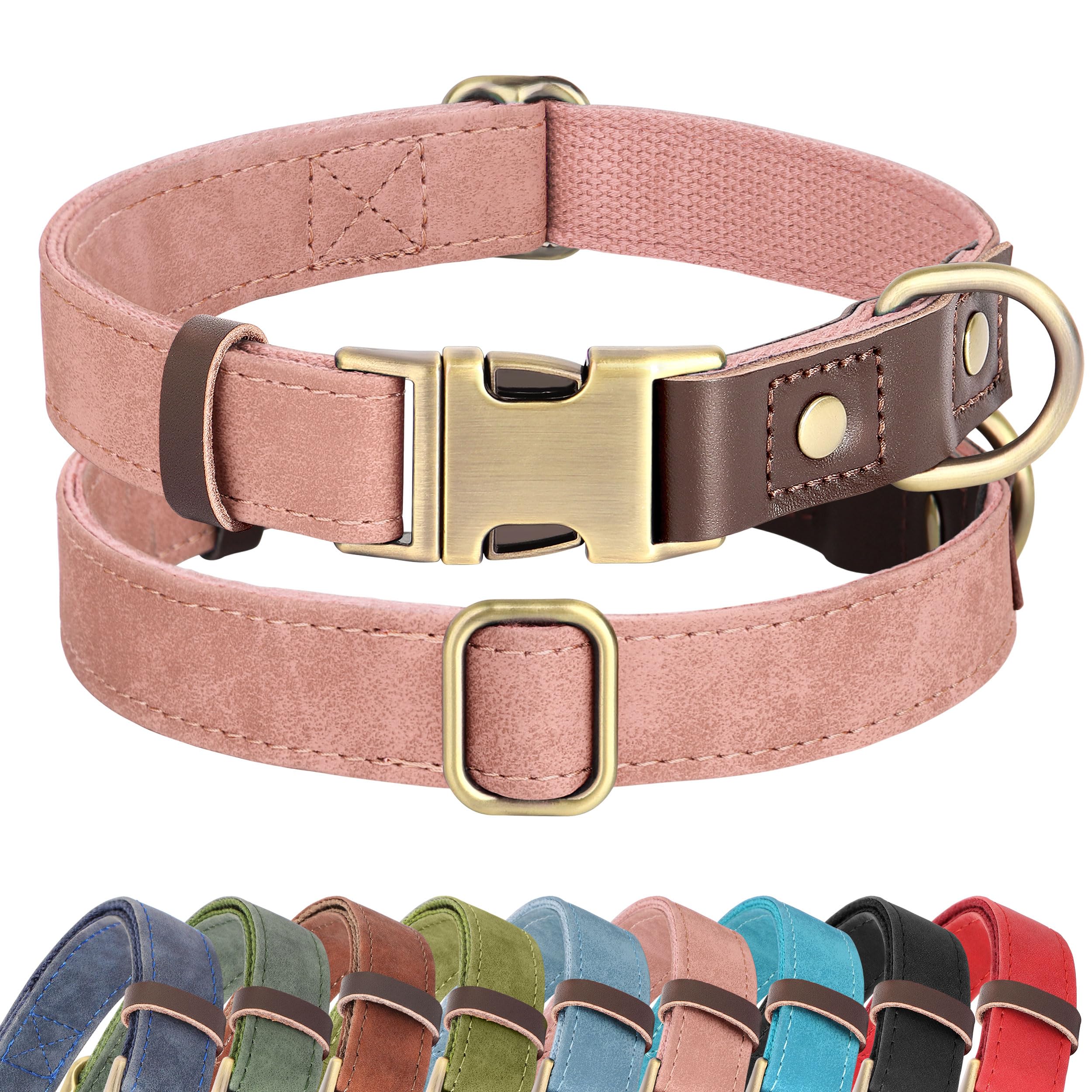 Photo 1 of Didog Soft PU Leather Dog Collars for Small Dogs,Classic Adjustable Dog Collars with Quick Release Metal Buckle,Easy Clean and Comfortable with Nylon Lining,Pink,S Neck 11-15"