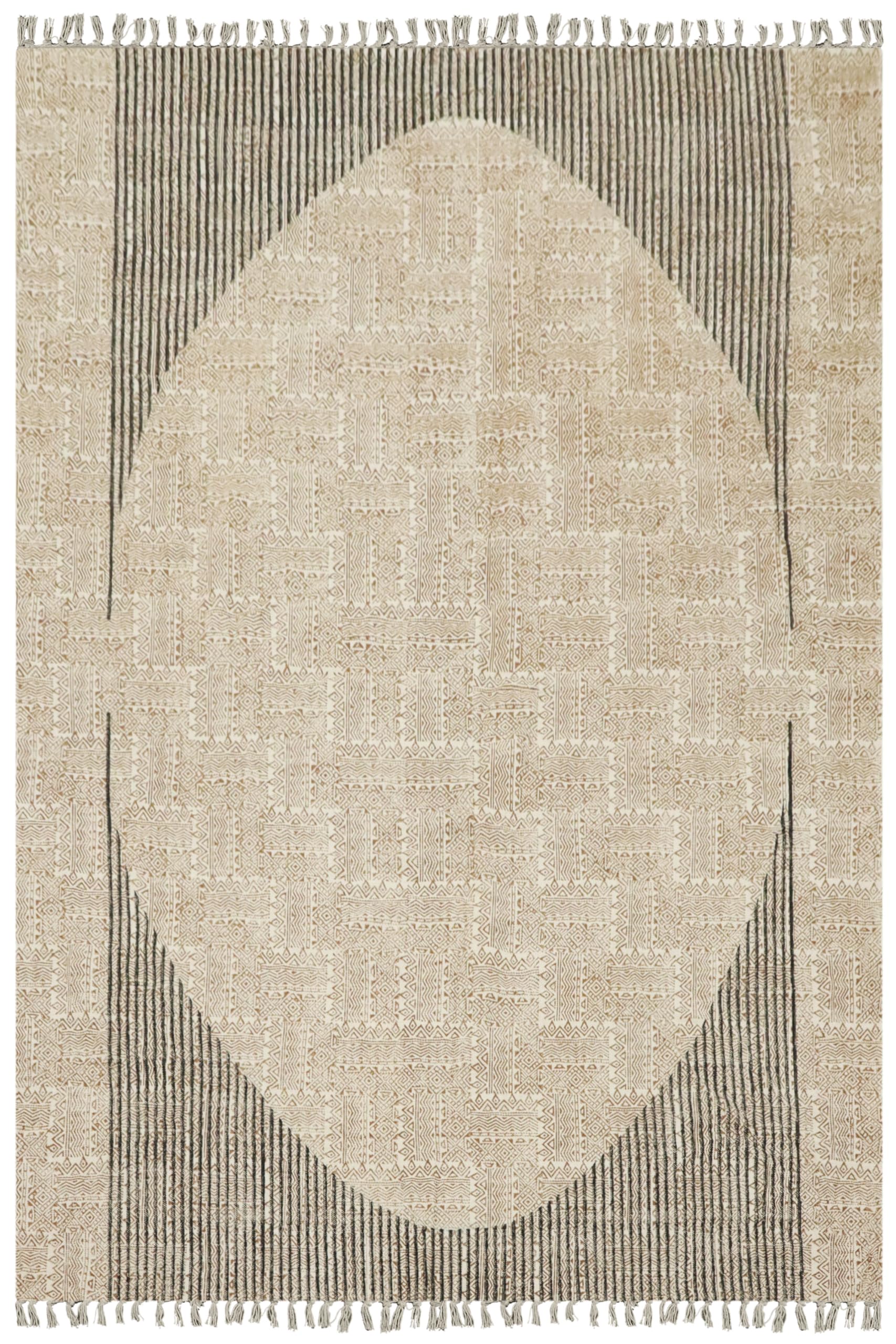 Tapis de couloir en coton lavable rayures bleues et beiges imprimé main style bohème 2x6 kg