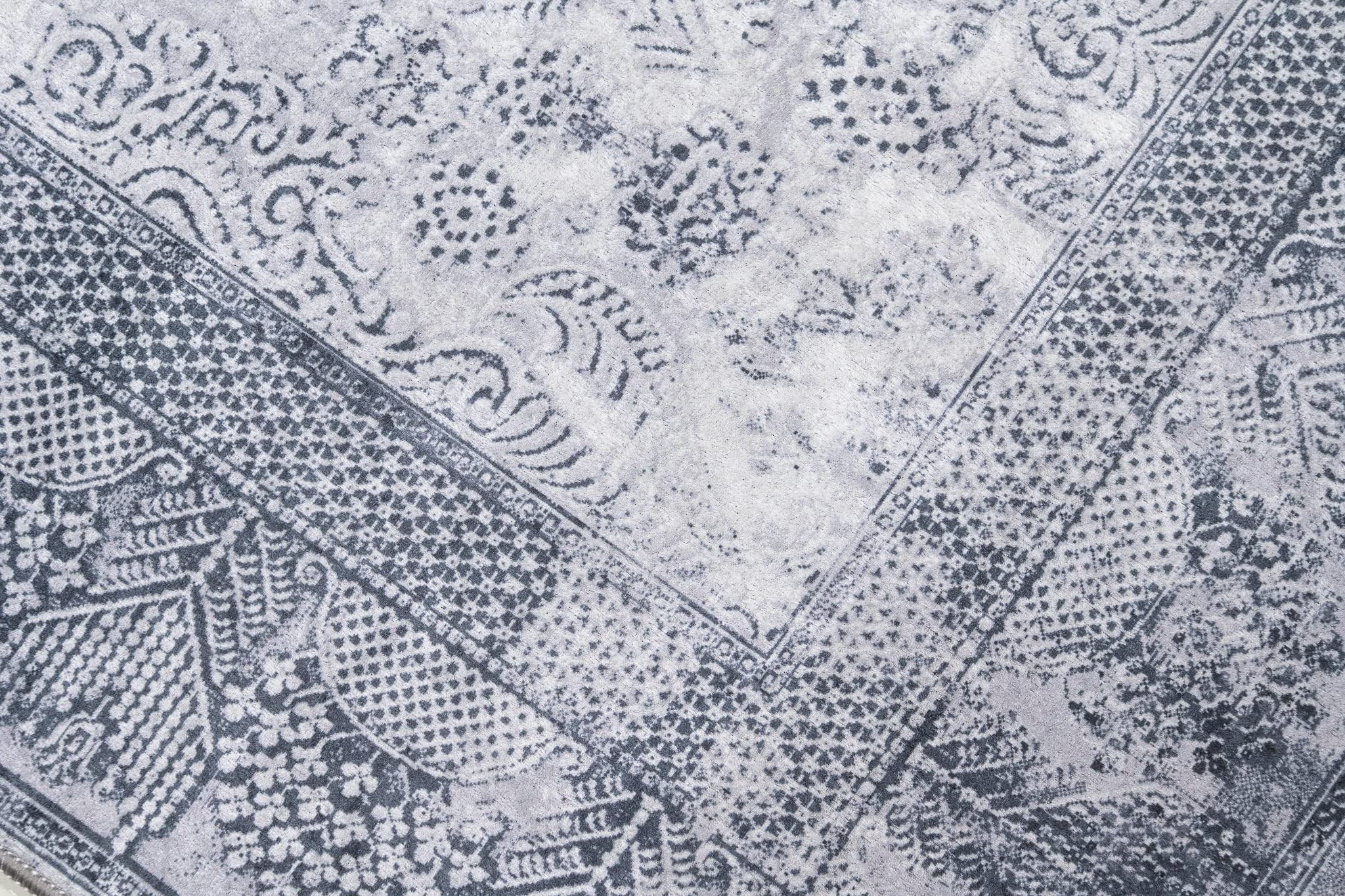 TAPISO Victoria Tappeto Antiscivolo Lavabile Pelo Corto per Soggiorno Camera da Letto Salotto Sala Design Moderno Orientale Astratto Ornamenti Grigio Sfumato 120 x 170 cm