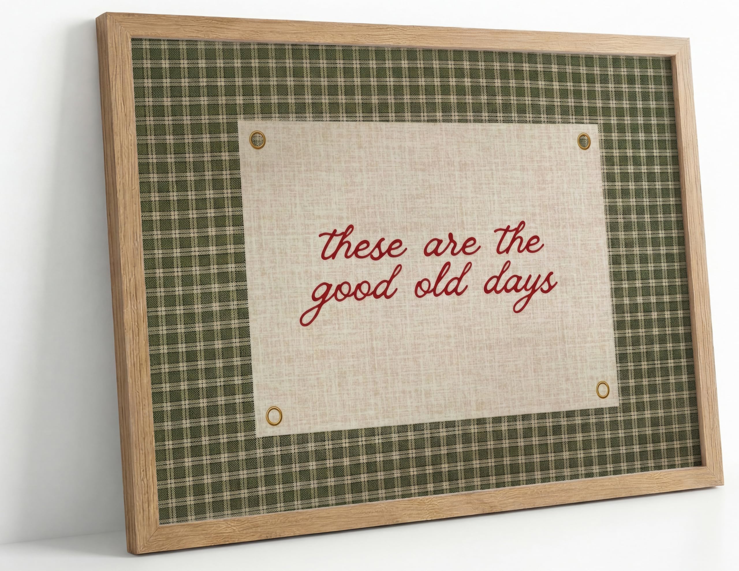 Framed These Are The Good Old Days Canvas Wall Art Happy Positive Quote Motivational Gingham Wall Decor Picture Inspirational Family Poster Print for Living Room Bedroom Bathroom Home Decoration