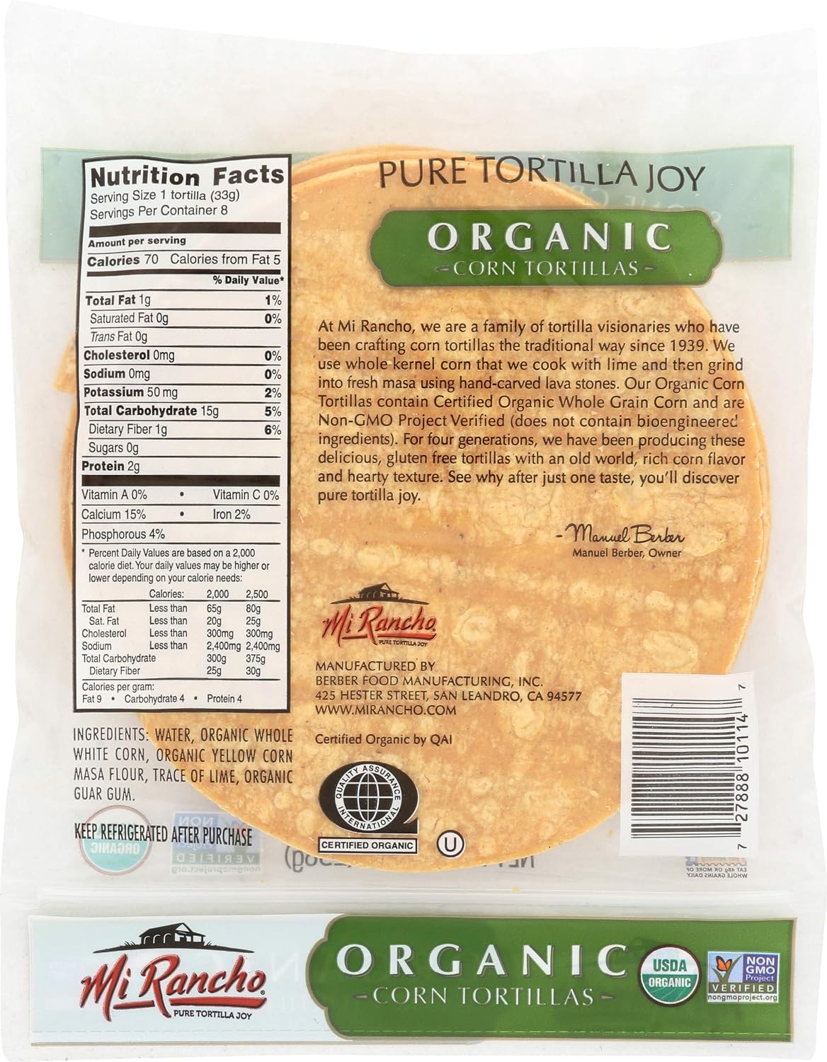 Mi Rancho Tortilla Corn Organic, 9.33 oz