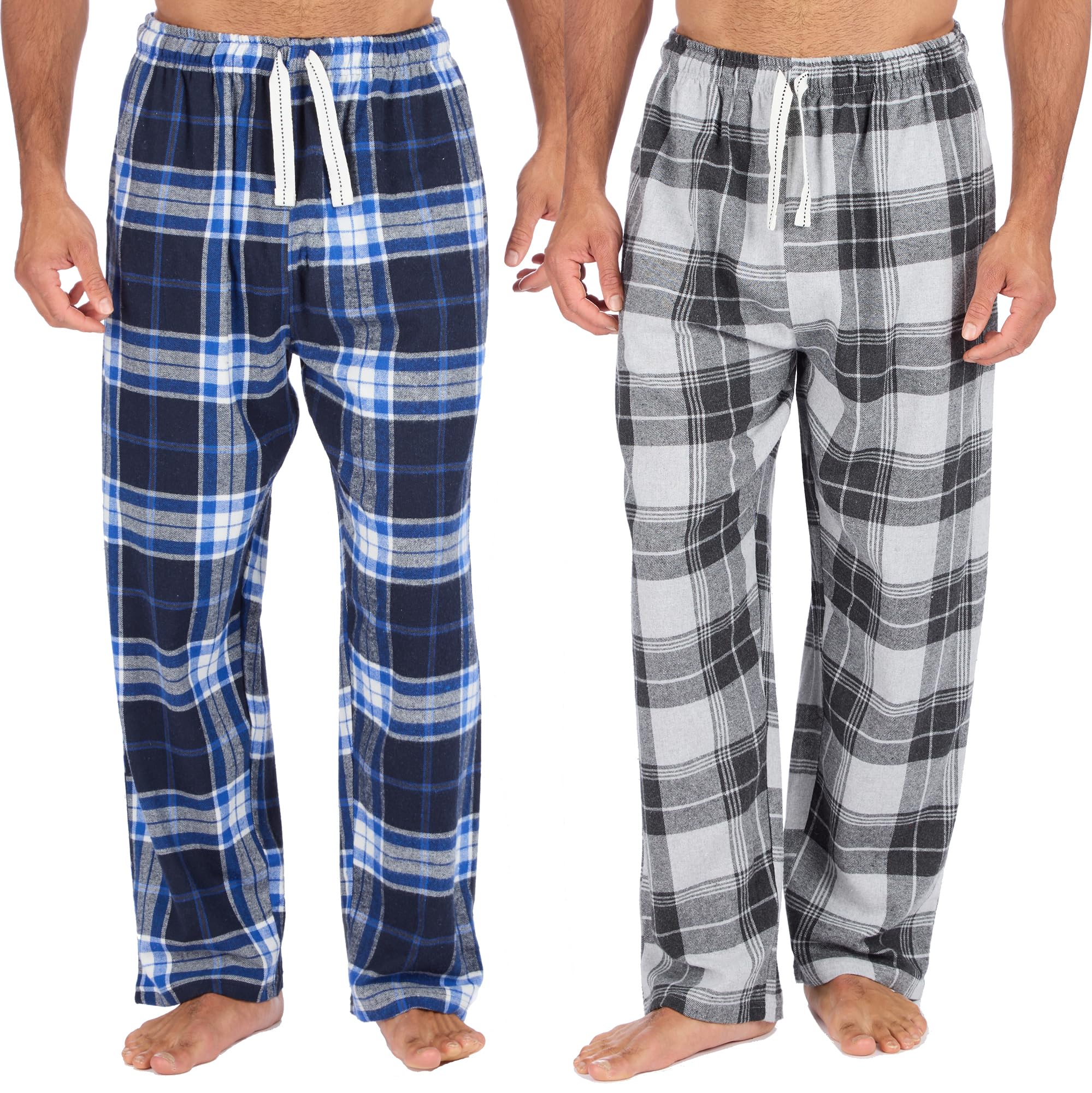 INSIGNIA Mens Pyjamas Lounge Pants Cotton Check Bottoms 2 pack