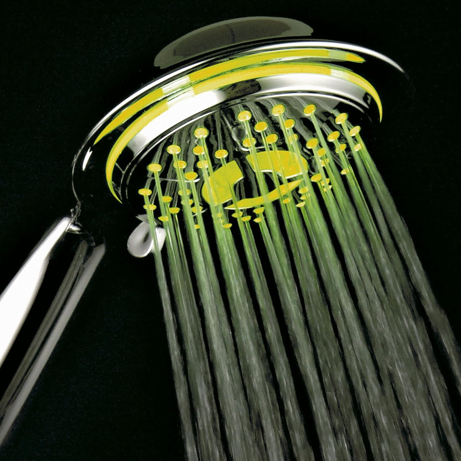 PowerSpa 4-Inch LED Handheld Shower Head with Air Jet LED Turbo Pressure-Boost Nozzle Technology (Premium Chrome)