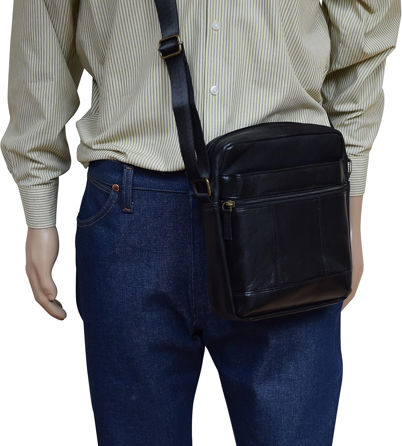 MARSHAL Genuine Leather Man Purse Shoulder Bag Small Mens Crossbody Messenger Bags for Work & Travel