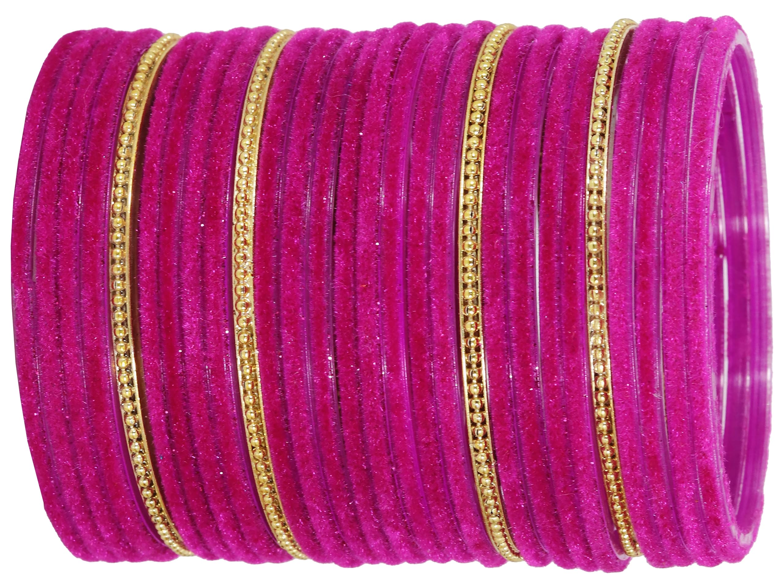 ZULKA Glass Bangles Set For Women and Girls with Velvet and Golden Ballchain| Glass Bangles Plain | Glass Bangles For Women | Kaanch ki Chudi | Fancy bangles | Chudi Set of 28, (Ballchain-Magenta-2.4) (B0CN359P3F) Amazon Price History, Amazon Price Tracker
