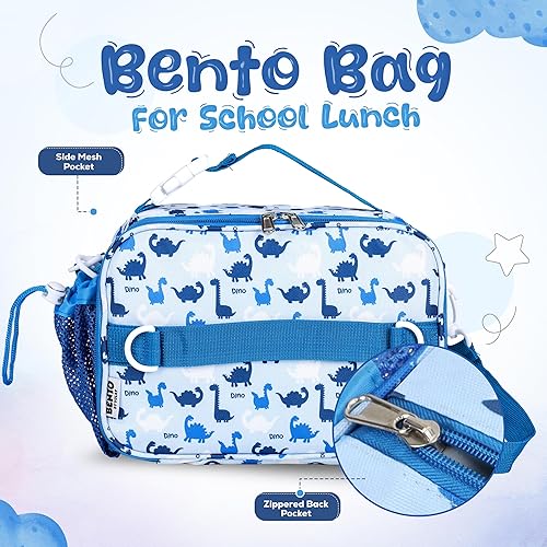 Miniatura 6 de YOLAY Lonchera con doble aislamiento para niños y niñas, duradera, espaciosa, con bolsillo con cremallera, correas ajustables y asas, bolsa Bento