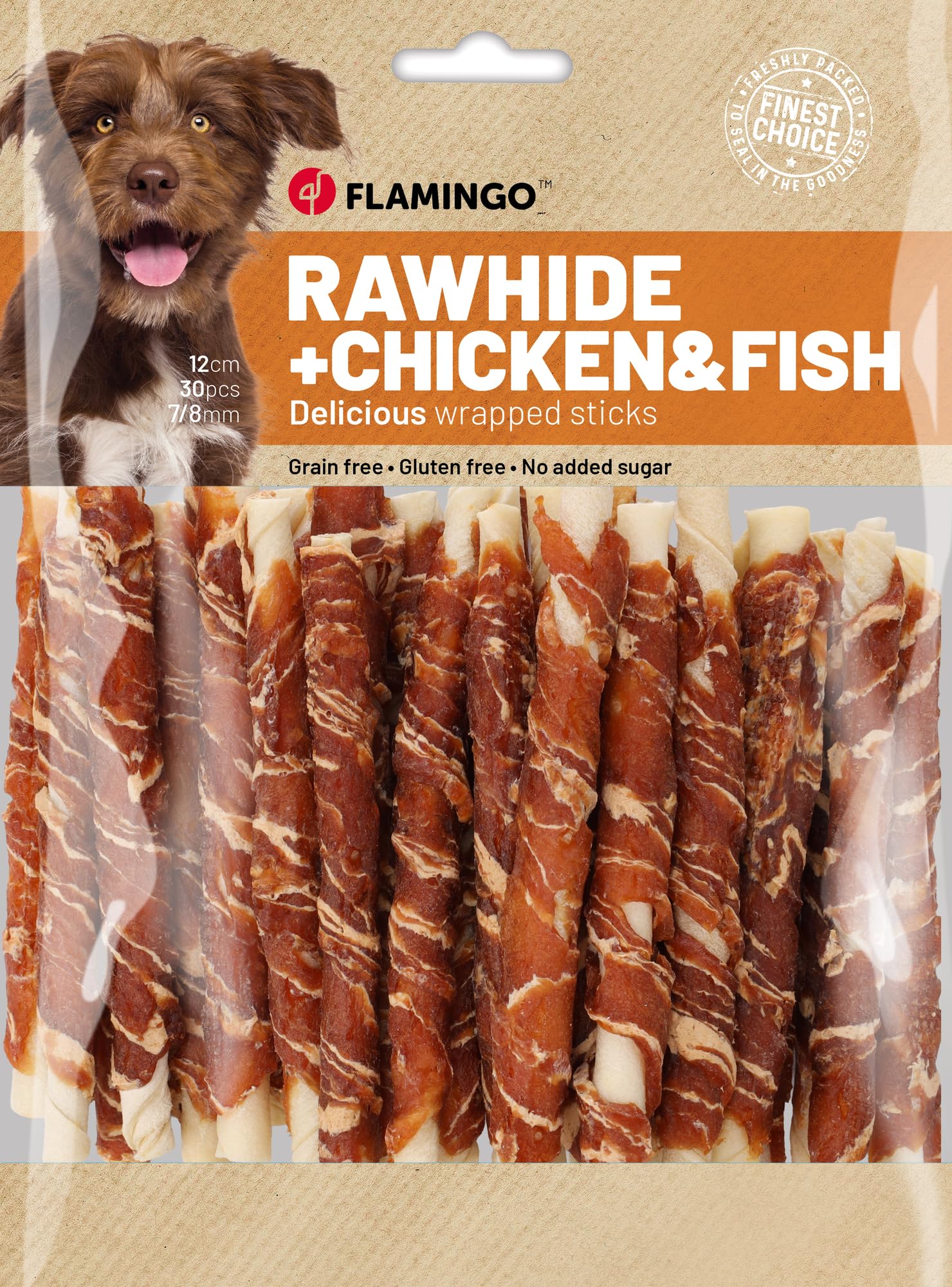 snack per cani - bastoncini per cani - R'Hide con pollo e merluzzo - 12 cm - 30 pezzi - 350 g - senza glutine - senza cereali - senza zuccheri aggiunti