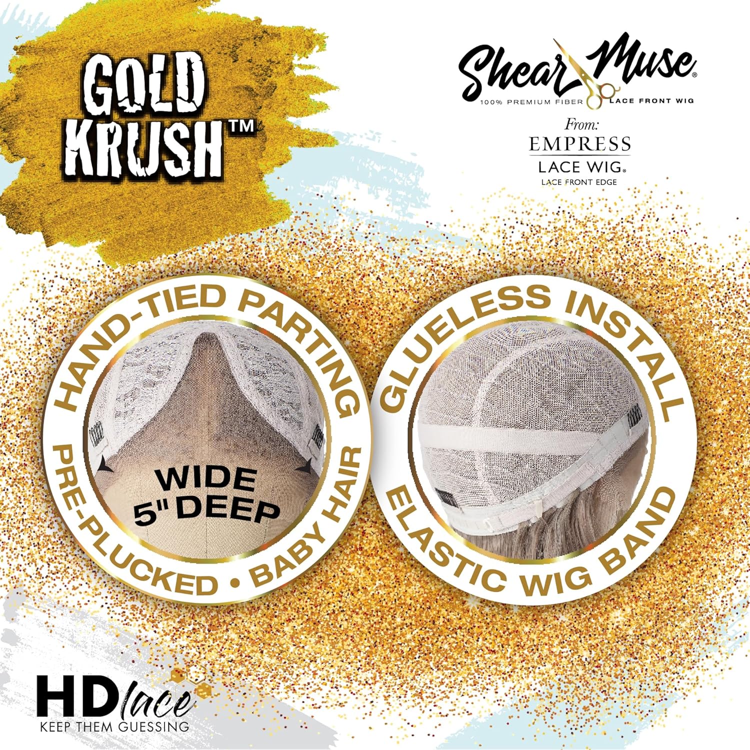 Sensationnel Shear Muse Gold Krush Lacewig - Velisha Deep Laceparting Hand Tied Ready to Wear Synthetic Prestyled Units (BEIGEASHBLONDE)