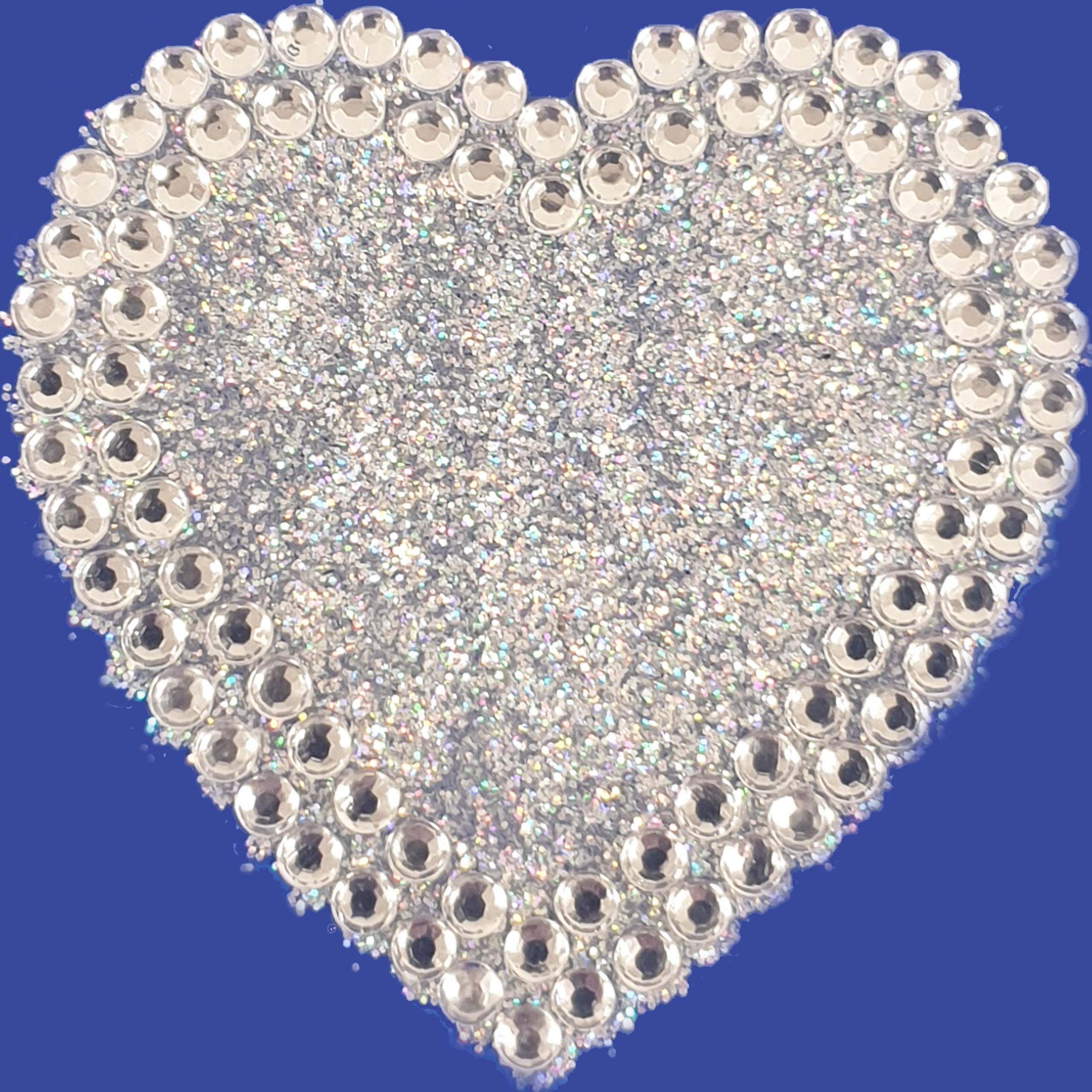 Pebble Eleven Silver Heart Stickers – Self Adhesive Craft Sticker Hearts (1, 50Mm Solid )