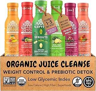 Karviva Organic Juice Cleanse System, Prebiotic Detox with Anti-Bloat Su...