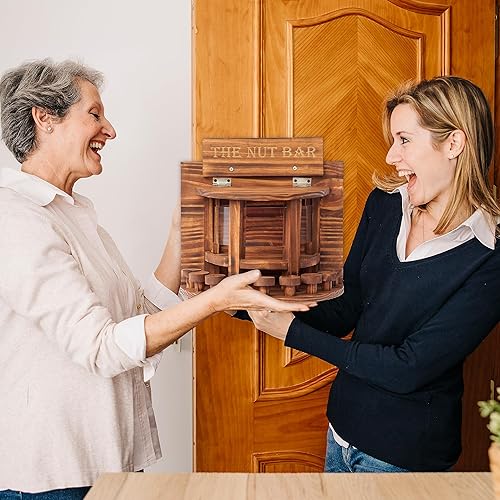 Miniatura 8 de MIXUMON Mesa de alimentación de ardilla creciente, comedero de mesa de picnic de ardilla de madera, comederos de ardillas exteriores, mazorca de