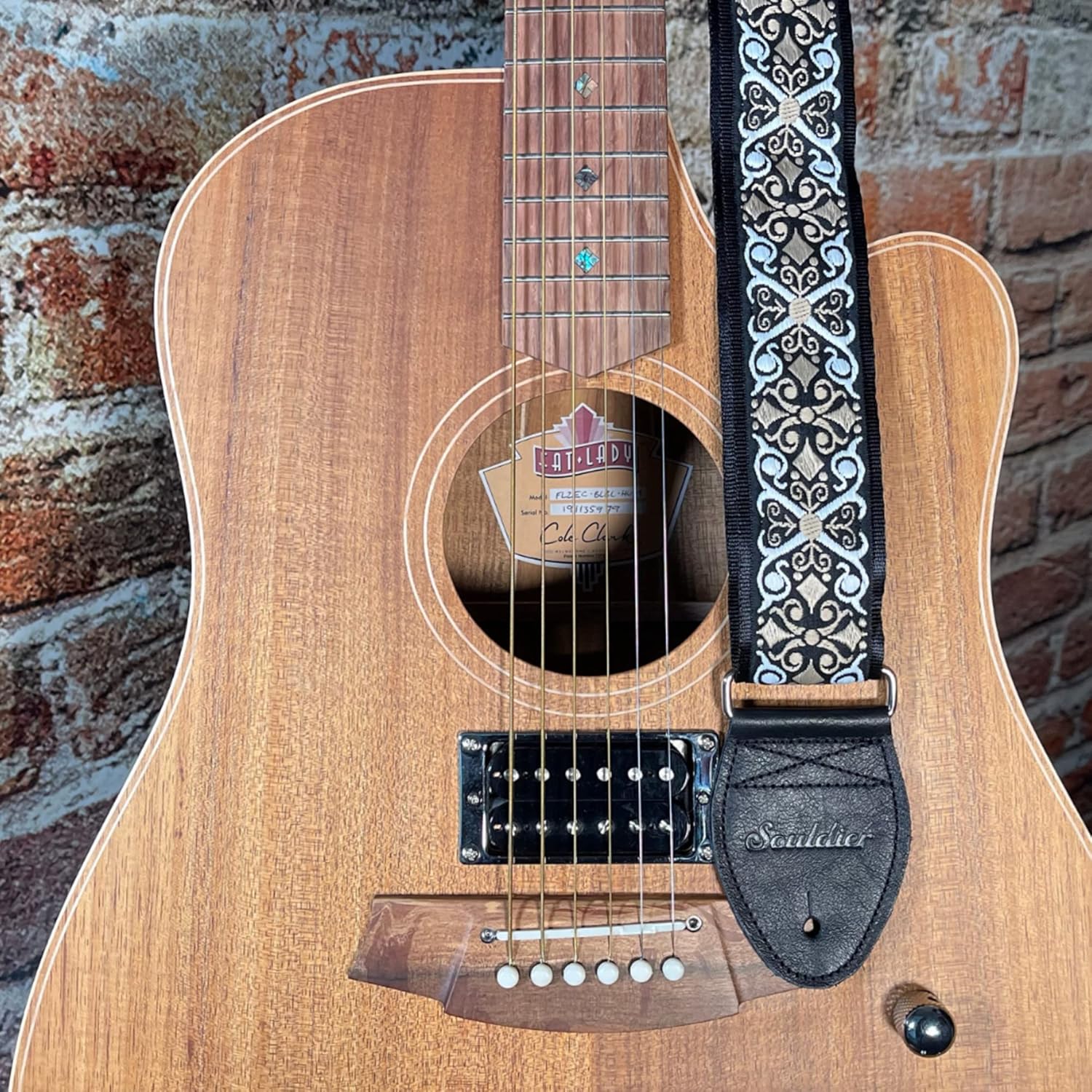 Souldier GS0843BK04BK - Handmade Seatbelt Guitar Strap for Bass, Electric or Acoustic Guitar, 2 Inches Wide and Adjustable Length from 30" to 63" Made in the USA, Constantine, Black