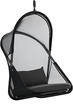 Greemotion Crush Indoor and Outdoor Swing Chair with Cushions, Breathable and UV-Resistant Mesh, 220 lbs Capacity for Patio Backyard, Balcony, Garden, Black