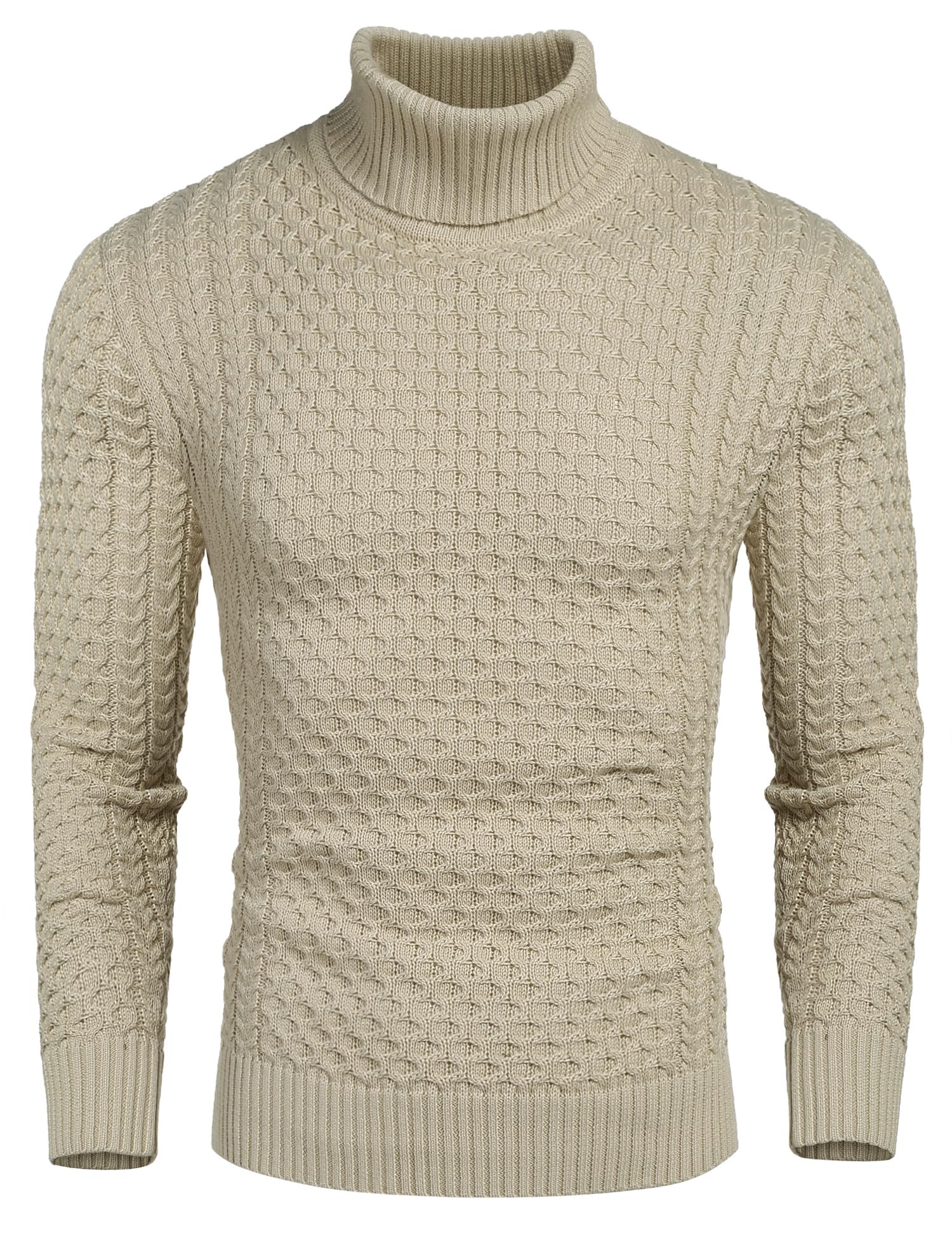 COOFANDY Men's Slim Fit Turtleneck Sweater Casual Knitted Pullover Sweaters