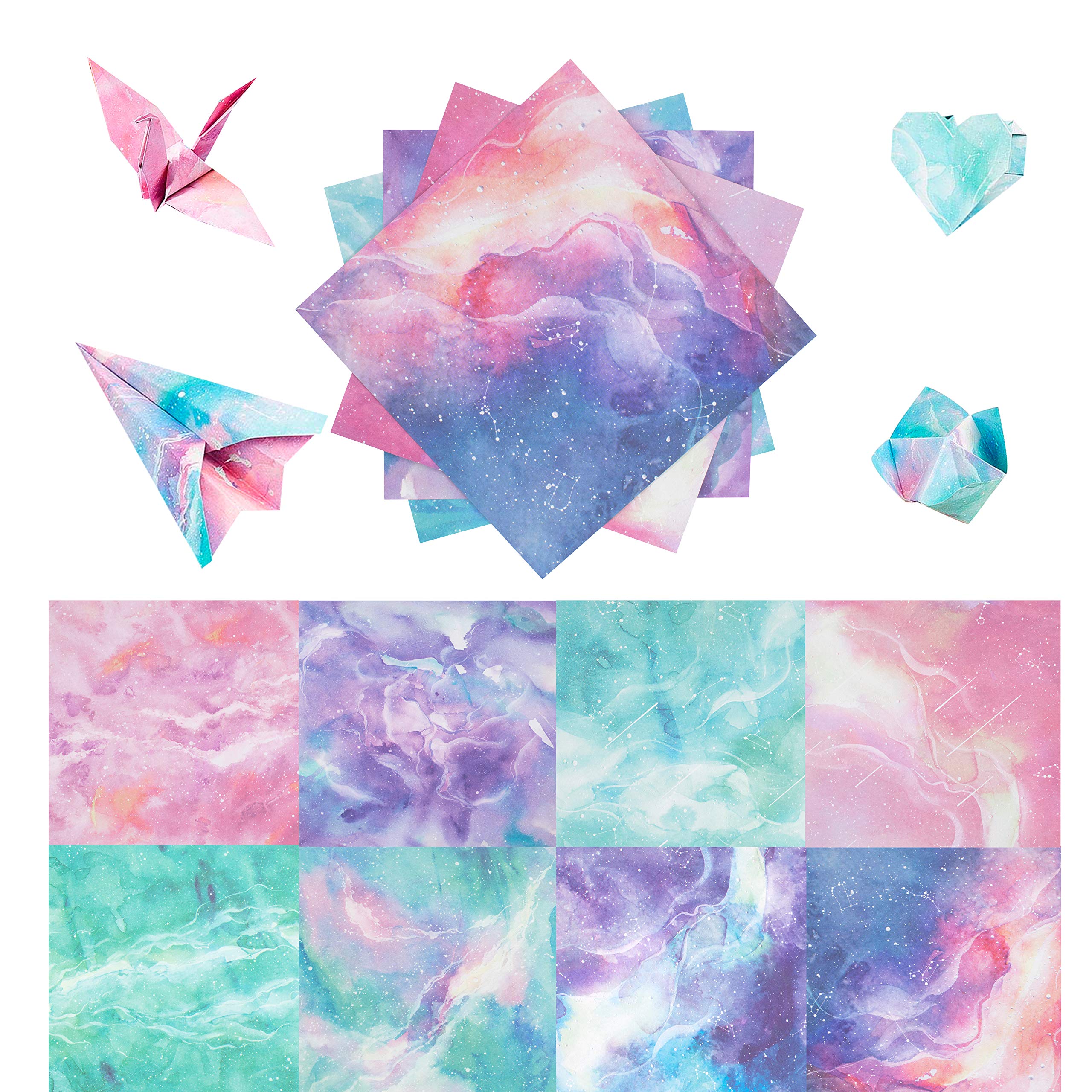 Origami Paper Double Sided 8 Patterns Craft Folding Paper Square for Home Craft Projects Kids Gift Teaching Tools Aether Starry Sky 3D Visual 5.5 Inch 60PCS (Mix-color Constellation)