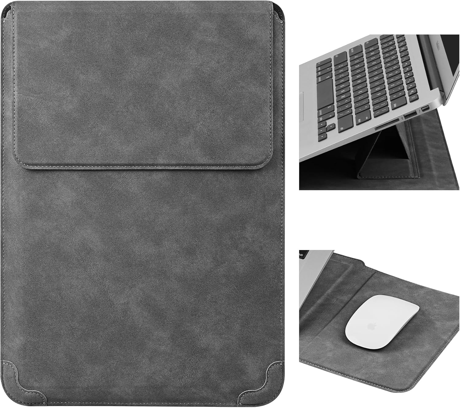 15.6 16 Inch Laptop Sleeve Case with Stand Feature for MacBook Pro 16 2025 & 2021,ASUS Vivobook 15/MacBook Pro 15/Surface 3/Matebook D15/Galaxy Book Flex,15-16'' Laptop Cover,Dark Gray