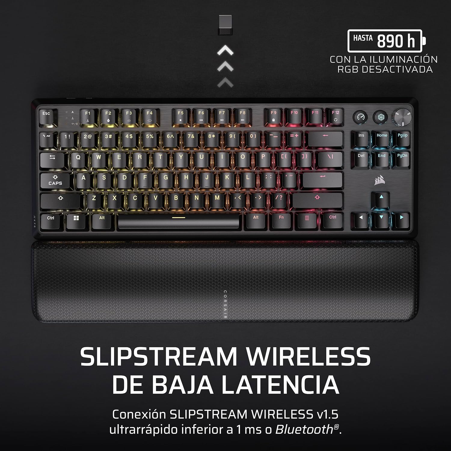 Corsair K70 Core TKL Wireless RGB Teclado Mecánico Tenkeyless para Juegos – Interruptores Lineales MLX Red v2 Prelubricados, SOCD, Amortiguación Acústica, Tapas de ABS, QWERTY ES – Negro 7