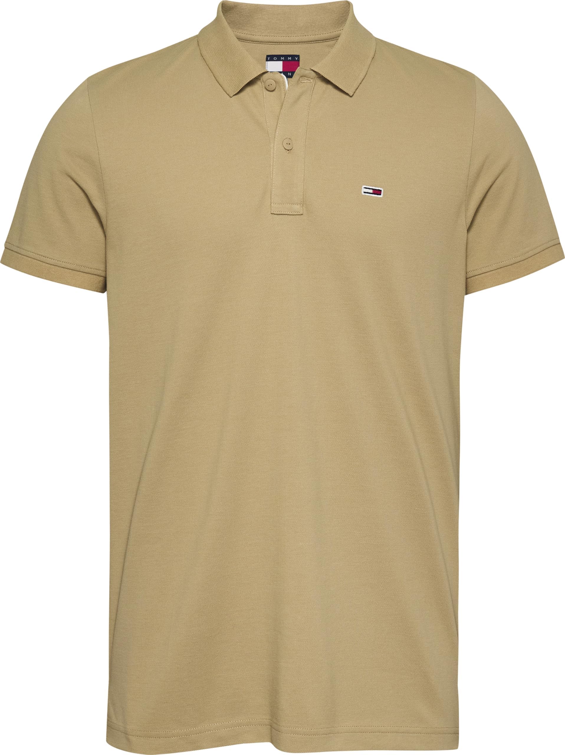 Tommy Jeans Men’s Short Sleeve Placket Slim Fit Polo Shirt, Beige (Relic Tan), 6XL