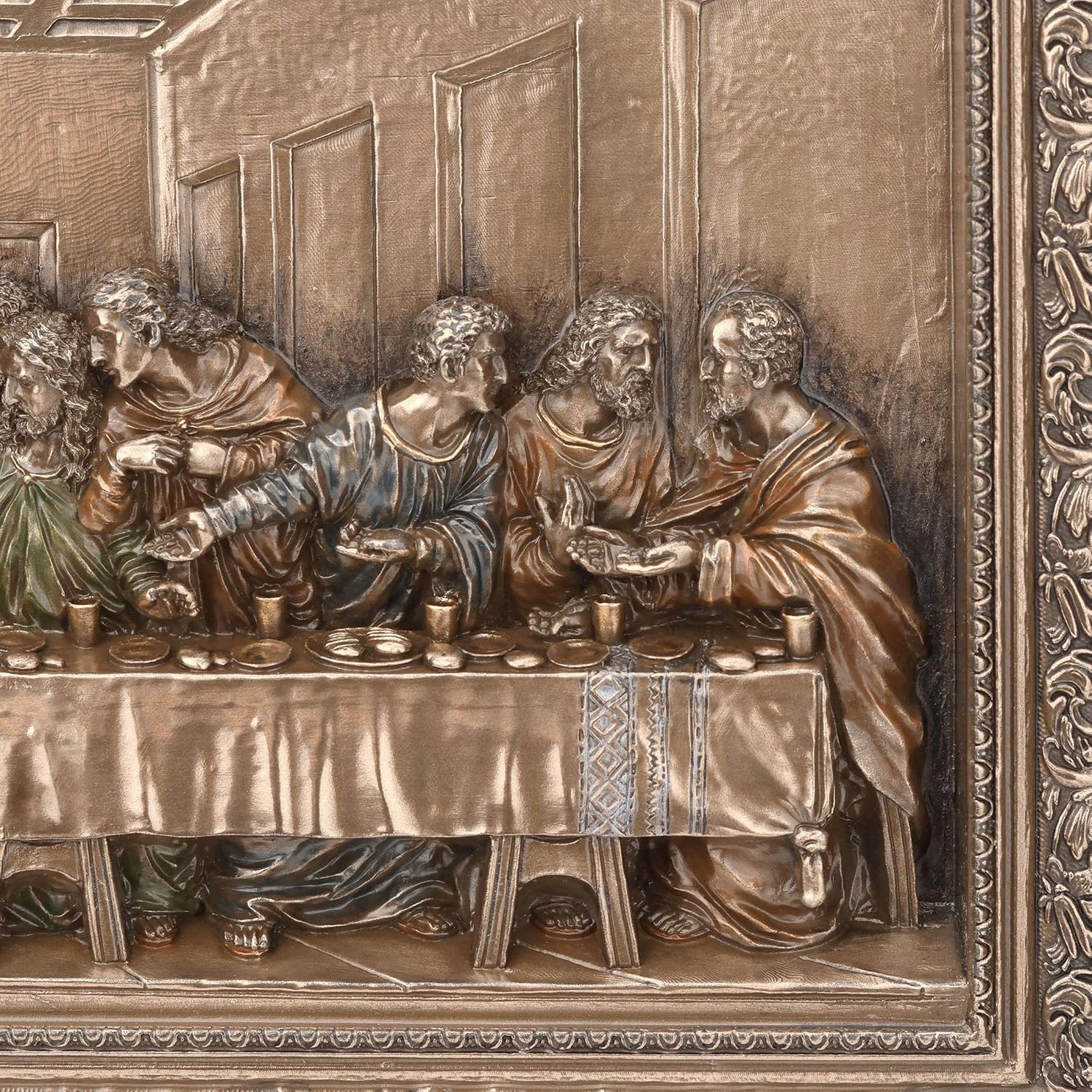 Veronese Design 11 Inch The Last Supper Framed Cold Cast Resin Bronze Finish Wall Sculpture