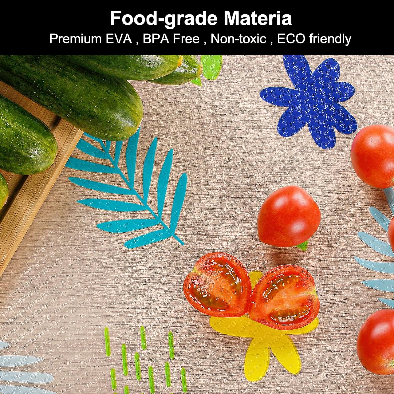 SKYTONE Kitchen Shelf Liner Anti Slip Mat EVA Food Grade Multipurpose Washable Sheet for Fridge, Shelf Liner, Table, Kitchen Drawer Mat - 45 X 300 CM (Y + G Flower)