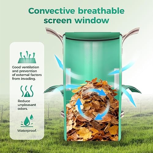 Miniatura 6 de Bolsa de basura reutilizable para jardín  Bolsa de césped reutilizable gruesa transpirable de 32 galones, con 4 asas para un fácil movimiento y