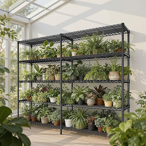 Miniatura 8 de REIBII 73''W Shelf 1650 LBS Storage Shelves 5-Tier Metal Shelving Wire Shelving Unit, Adjustable Heavy Duty Metal Shelves Wire Shelf for Pantry